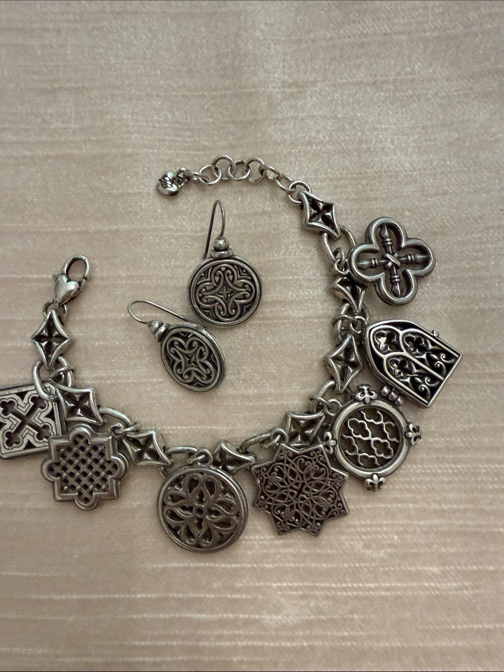 Brighton Silver plated Charm Bracelet and Earring Set
